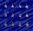Twelve gold jewelry symbols on the zodiac