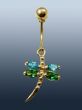 Piercing in form dragonfly with emeralds and sapphires