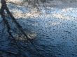 Hoarfrost on window glass in frosty weather