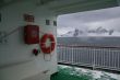 Empty cruise ship deck at overcast dawn