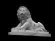 Lion sculpture on the black background.
