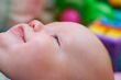 Baby`s happy face. Close up