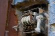 Grunge rusty mechanical electric switch in spider`s web #1