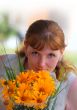 Woman with flowers
