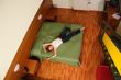 Woman lie on bed. View from above