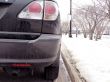 dirty vehicle rear end - covered in road salt