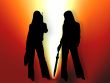 Two women silhouette