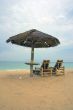 beach chairs and umbrella