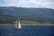Sailboat in deceptively calm waters