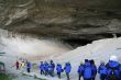 Tourists in blue parkas