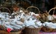 Artisan sausages in market