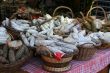 Artisan sausages in market