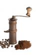 old coffee grinder with beans isolated