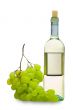 white wine with grape isolated on white