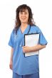 Female doctor holding a clipboard