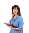 Female doctor writing