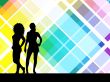 Sexy females on retro background