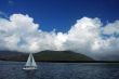 white boat travelling