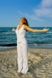 Beautiful woman Relaxation exercise on beach