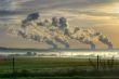 nuclear power station in the morning fog
