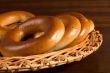 Bagels on wicker plate