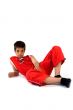 young boy laying