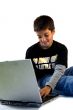 young boy with notebook