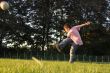 boy plays soccer