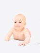 Funny little baby on white