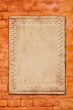 metal plate on brick wall - perfect grunge background