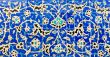 tiled background, oriental ornaments from Isfahan Mosque, Iran