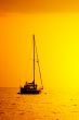 yacht silhouette in sunset light
