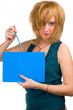 The girl with dark-blue  blank
