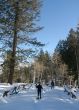 Snowshoe hiker, blue sky