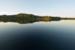 deep blue waters of forest lake