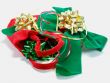 Festive ribbons and bows and red bag