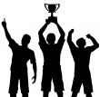 Trophy Winners Celebrate Sports Victory