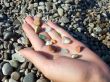 Multi-coloured pebble and glass