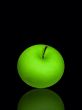 fruit green apple on glass black