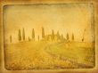 vintage postcard with classical tuscan view