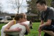 Teens with a dog