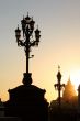 Lampposts at sunset