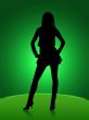 Black girl silhouette in night club lights