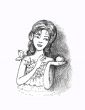 girl with apple and butterfly