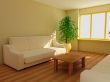interior in light tones sofa table window jalousie