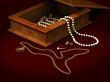 Casket of an ornament pearls brilliants ring chain beads