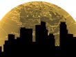 cityscape silhouette world gold
