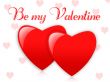 Valentines card with two hearts and wish