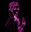 Black and violet silhouette of beautiful girl