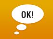 Orange wallpaper with talking bubble ok